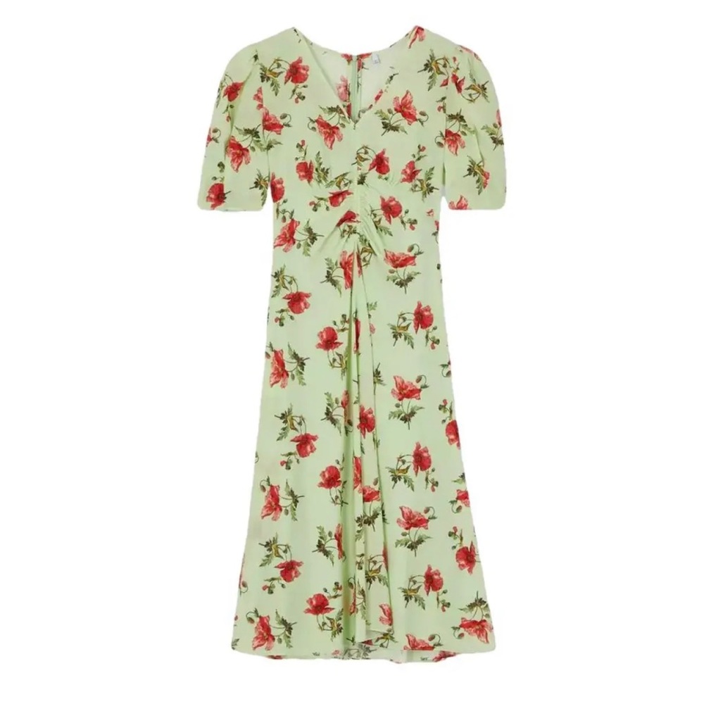 LK BENNETT Gabbi Green And Pink‎ Giant Poppy Print Stretch Silk Fairy Dress - Picture 16 of 16